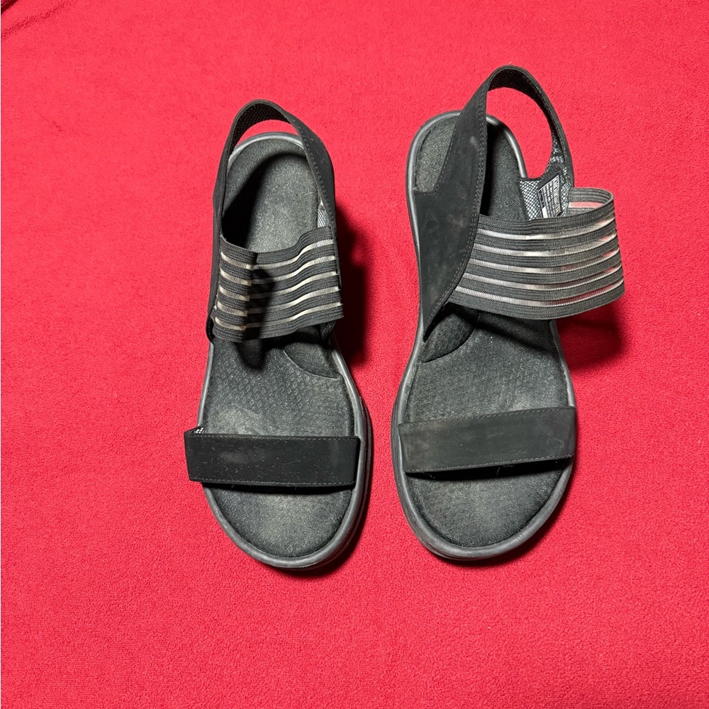 Skechers Black Wedge Sandals